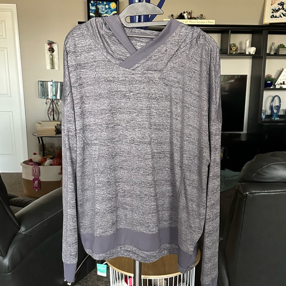 Mondetta Performance Luxury Pullover Hoodie purple gray Size XXL